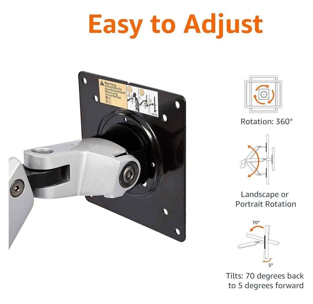 Amazonベーシック シングルアームモニタースタンド アルミ シルバー