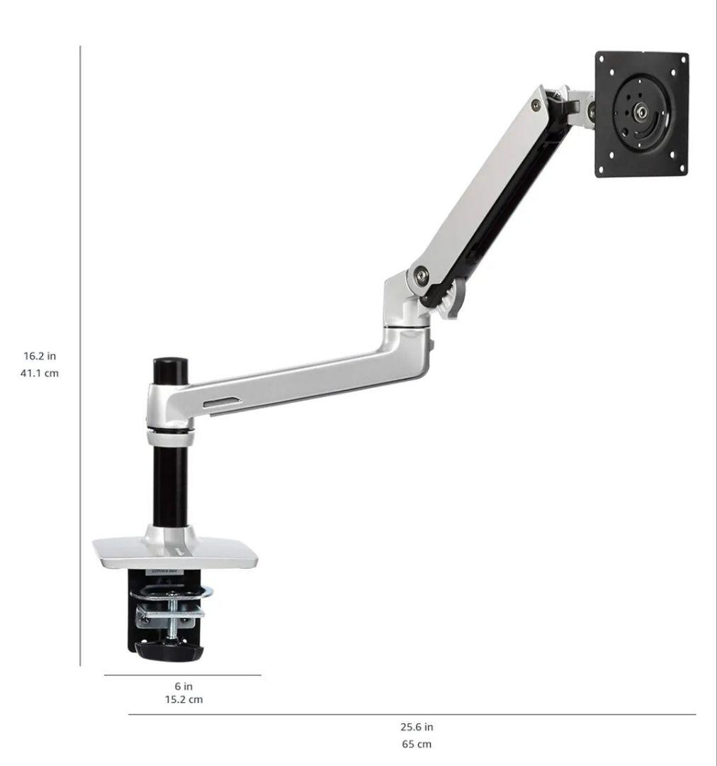 Amazonベーシック シングルアームモニタースタンド アルミ シルバー