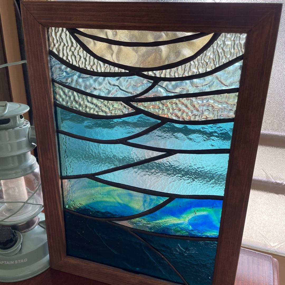 ステンドグラス　パネル　深海