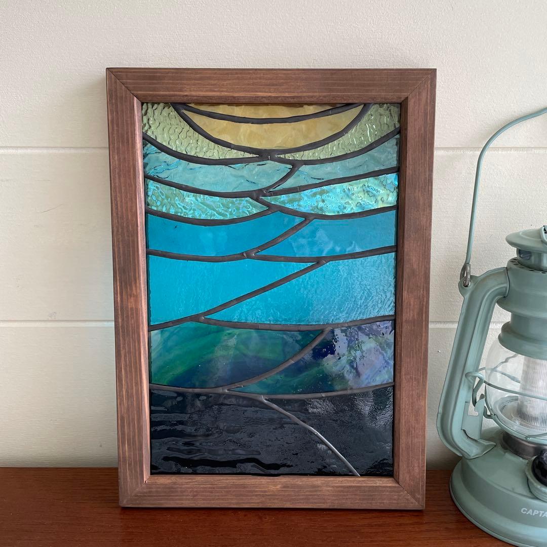 ステンドグラス　パネル　深海