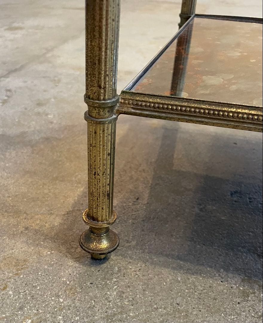 アンティーク　サイドテーブル　コーヒーテーブル　ナイトテーブル　錆柄ガラス