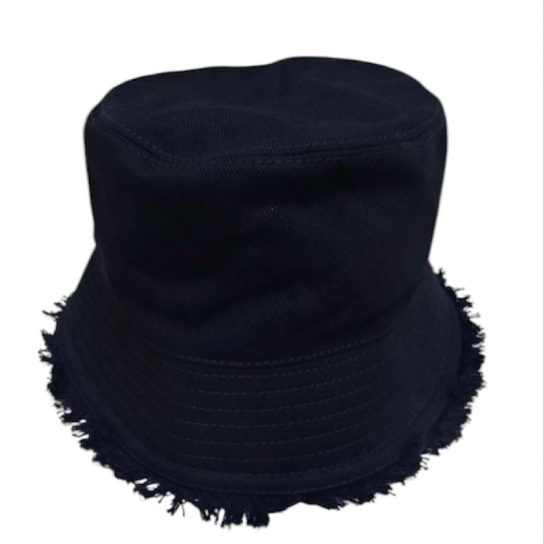 PRADA プラダ ドリル バケットハット フリンジ加工 L ブラック