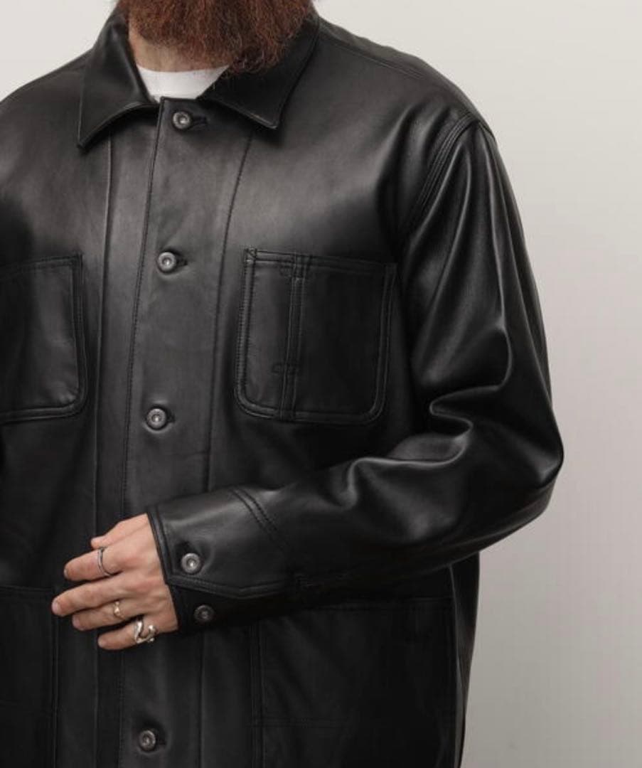 SCHOTT ブラックレザー カバーオール