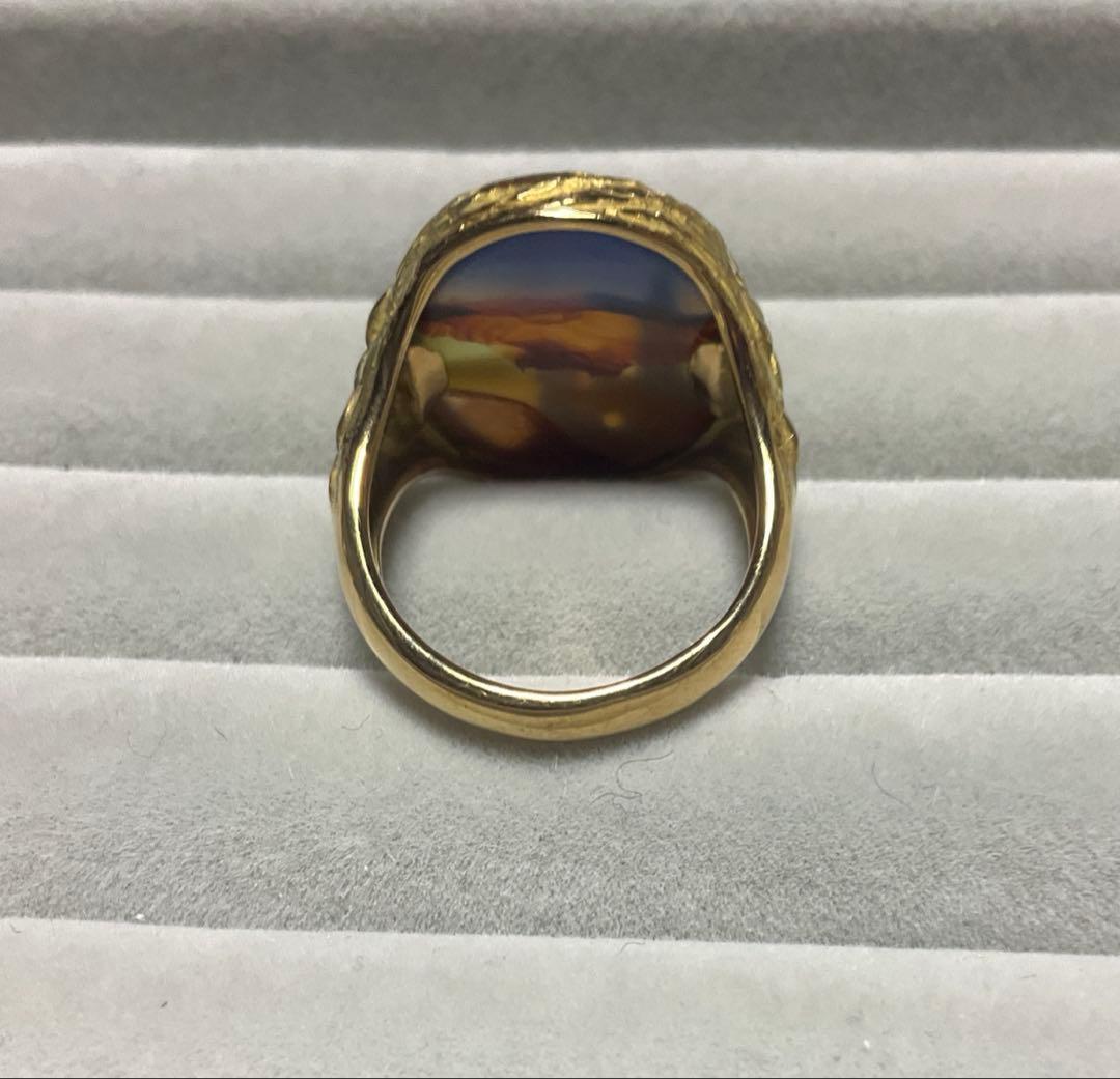 井口美一　ランドスケープアゲート　リング　ピクチャーアゲート　めのう瑪瑙　k18