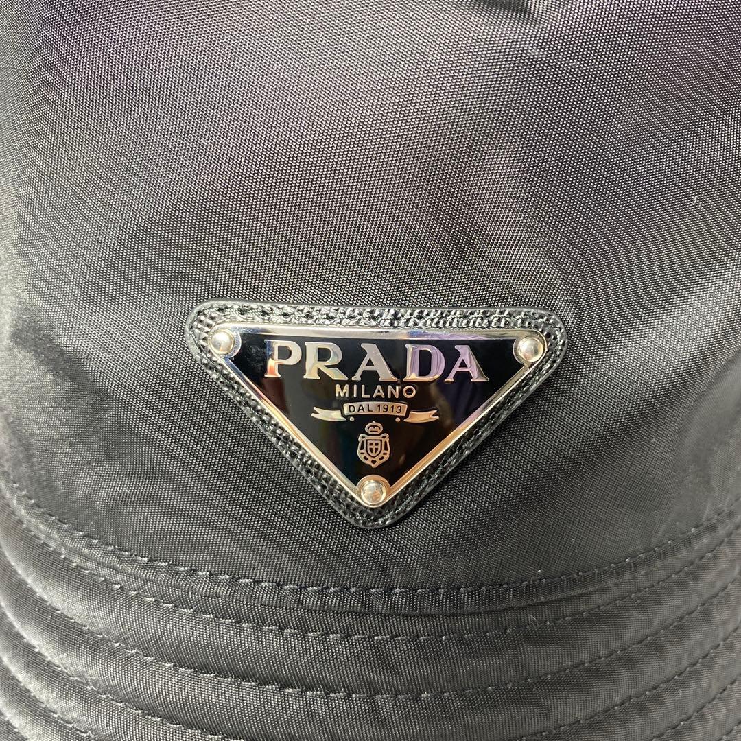 超美品 PRADA 黒 M58 バケットハット ナイロン トライアングル バケハ