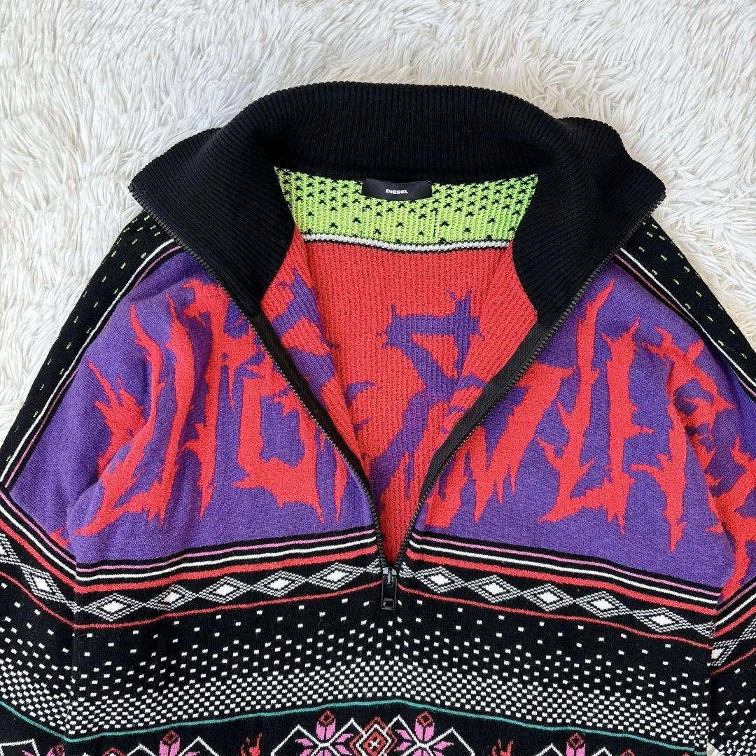 極美品✨【DIESEL】y2k ハイネック　ニットワンピース　イタリア製　黒系