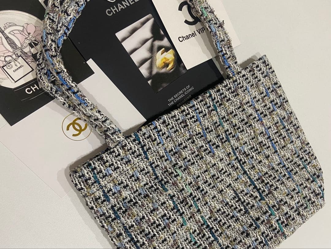 ニット　ハンドバッグ　トートバッグ ブルー