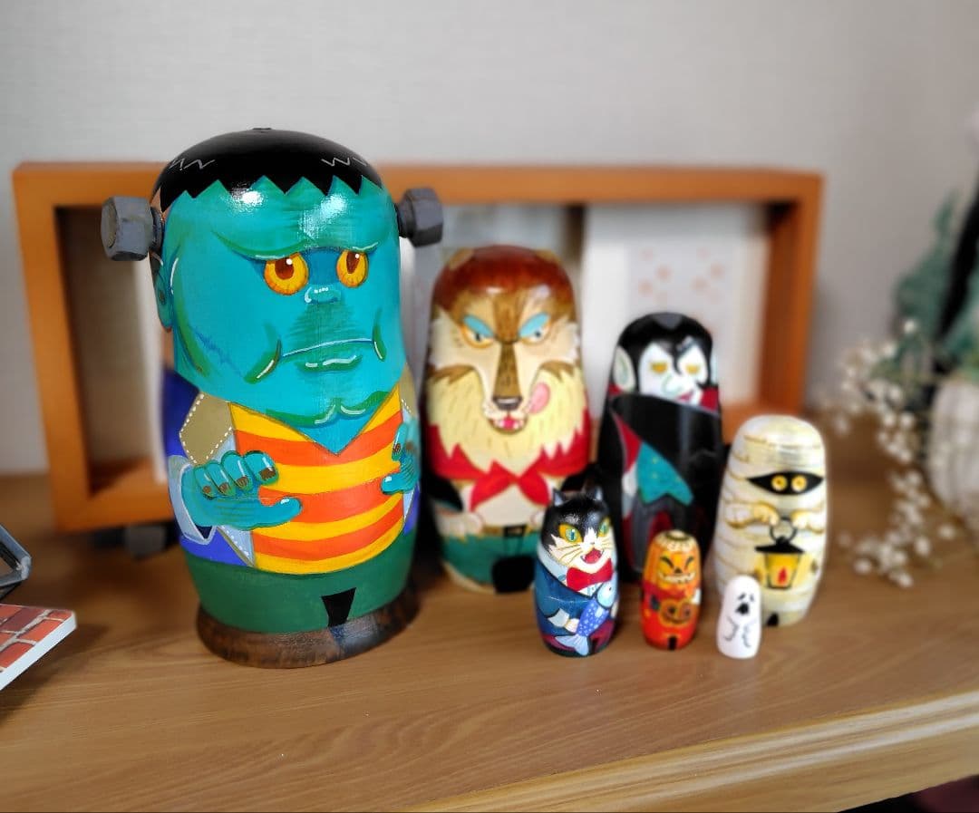 baronさま専用　牛の頭部のオブジェ、モンスターマトリョーシカ