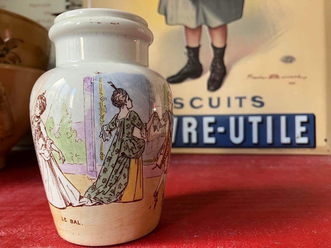 【レア美品】古窯 リュネヴィル　フランスアンティーク 陶器製 マスタードポット