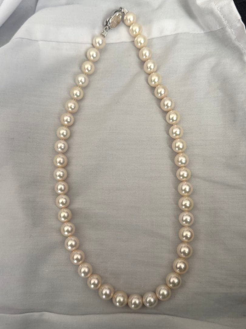 ふ*ん様 希少色薄いシャンパンゴールド花珠アコヤパールネックレス大粒8.4-9m