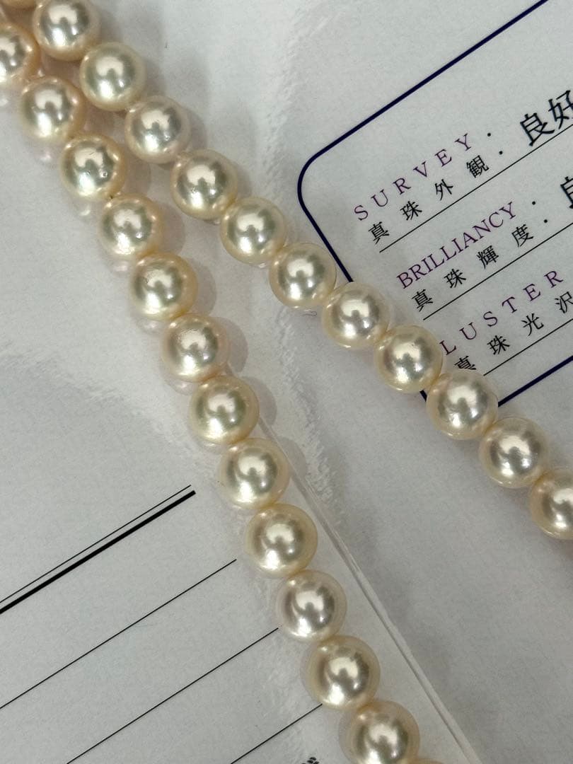 ふ*ん様 希少色薄いシャンパンゴールド花珠アコヤパールネックレス大粒8.4-9m