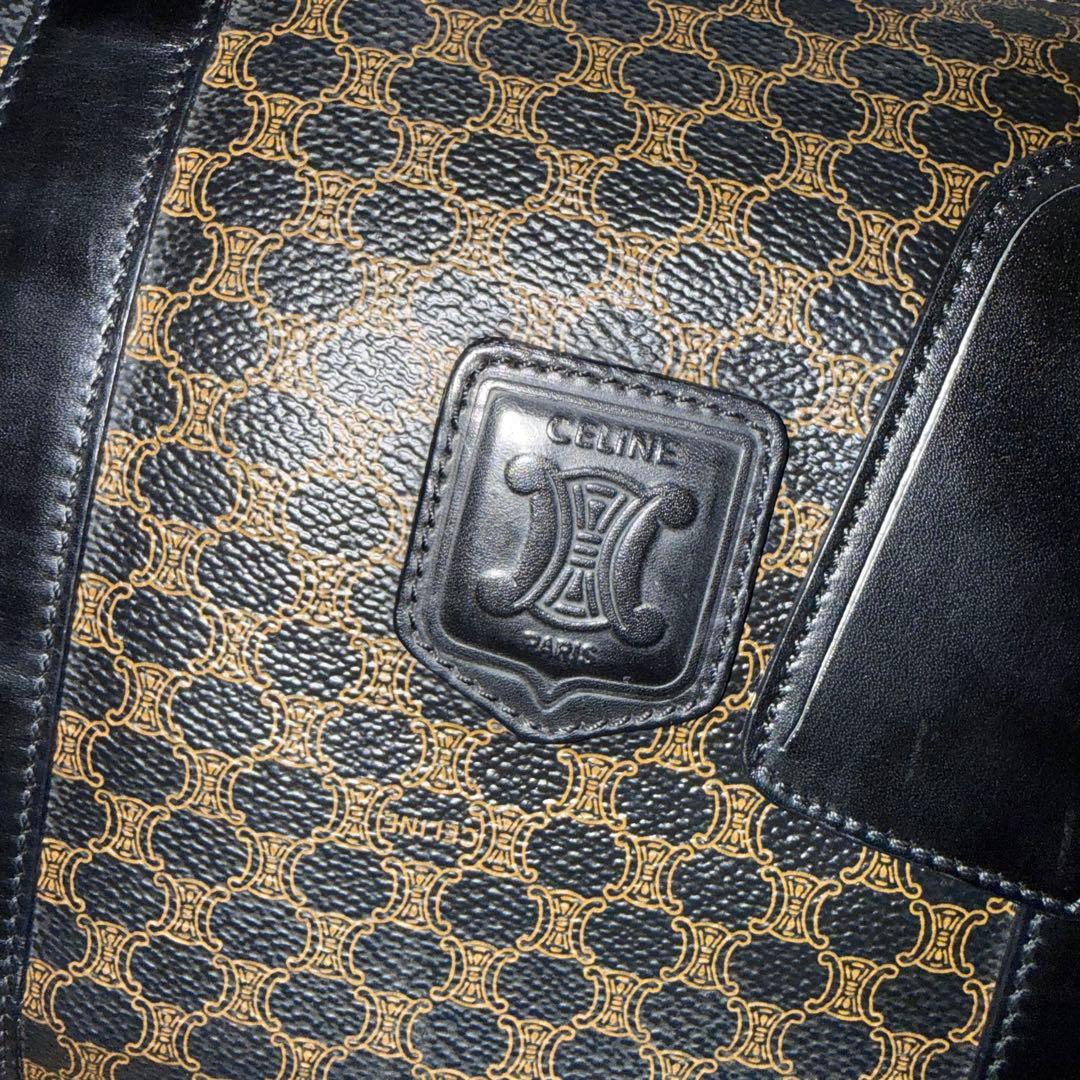 【希少】CELINE セリーヌ マカダム柄 バッグ PVC レザー 黒 オールド