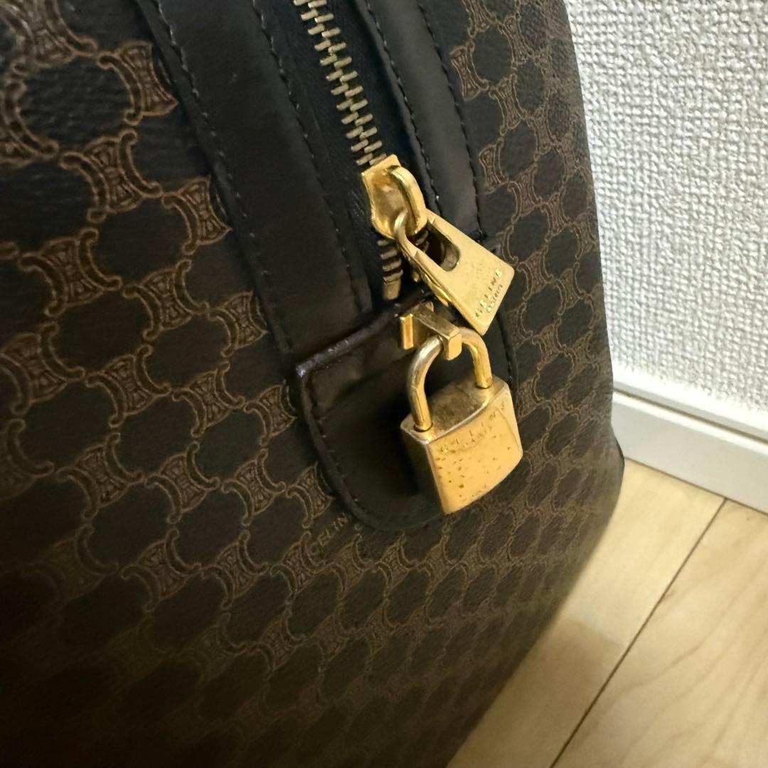 【希少】CELINE セリーヌ マカダム柄 バッグ PVC レザー 黒 オールド