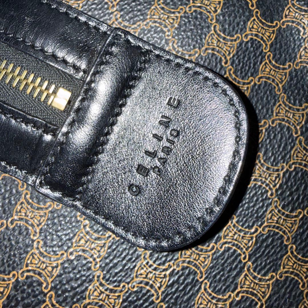 【希少】CELINE セリーヌ マカダム柄 バッグ PVC レザー 黒 オールド