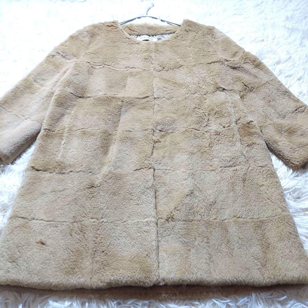 アナグラム　パリ　ノーカラー　ラビットファーコート　フランス製　本革　M