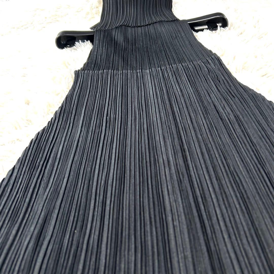 【美品】プリーツプリーズ ハイネック マキシ丈ノースリーブワンピース 黒 2