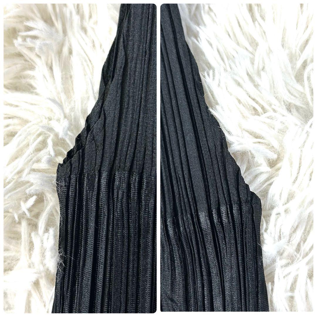 【美品】プリーツプリーズ ハイネック マキシ丈ノースリーブワンピース 黒 2