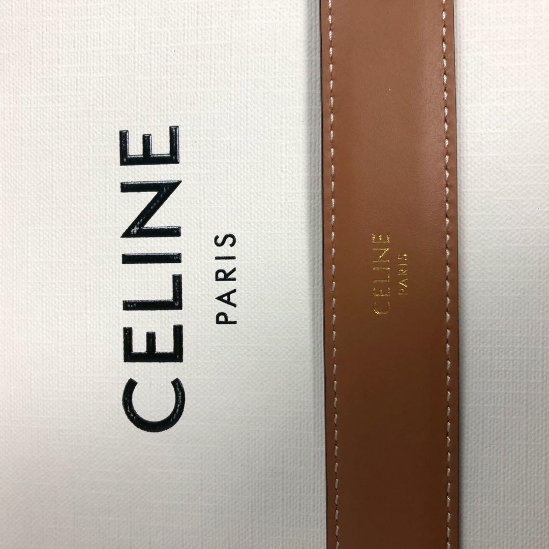 CELINE ロゴバックル レザーベルト ブラウン