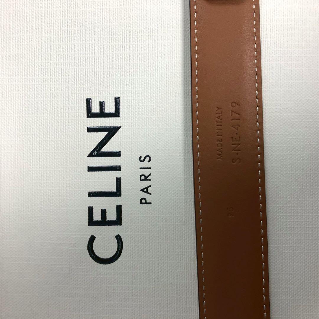 CELINE ロゴバックル レザーベルト ブラウン