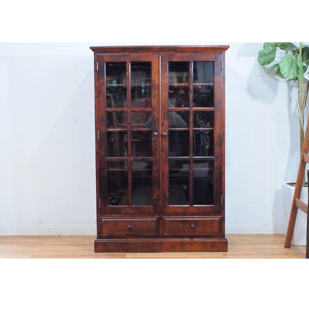 えぞ EZO 民芸書棚 本棚 ガラスキャビネット