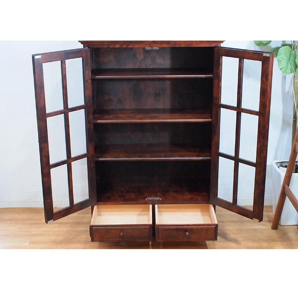 えぞ EZO 民芸書棚 本棚 ガラスキャビネット