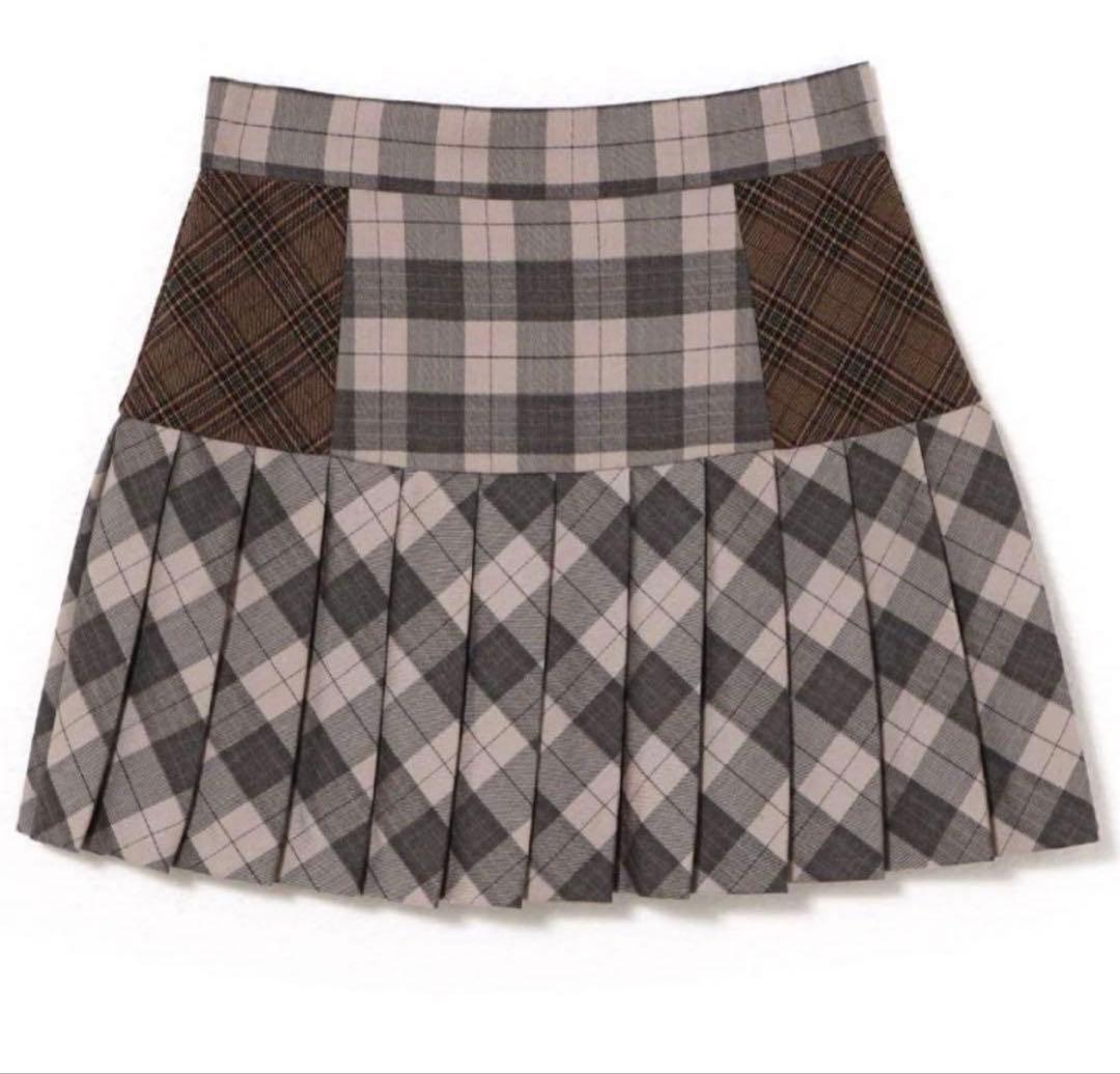 スカート Coco check pleats skirt pink beige