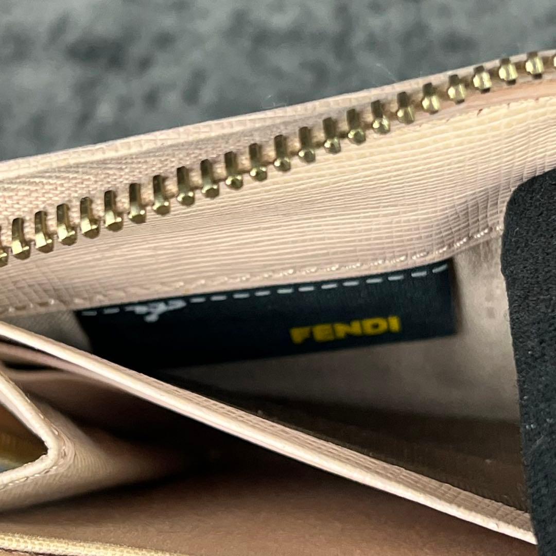 FENDI ズッカ柄 ラウンドファスナー 長財布 ピンク