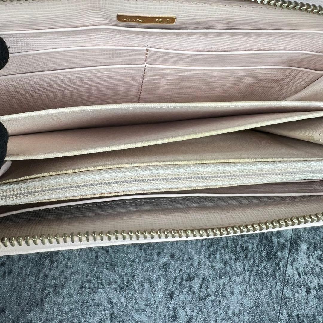 FENDI ズッカ柄 ラウンドファスナー 長財布 ピンク