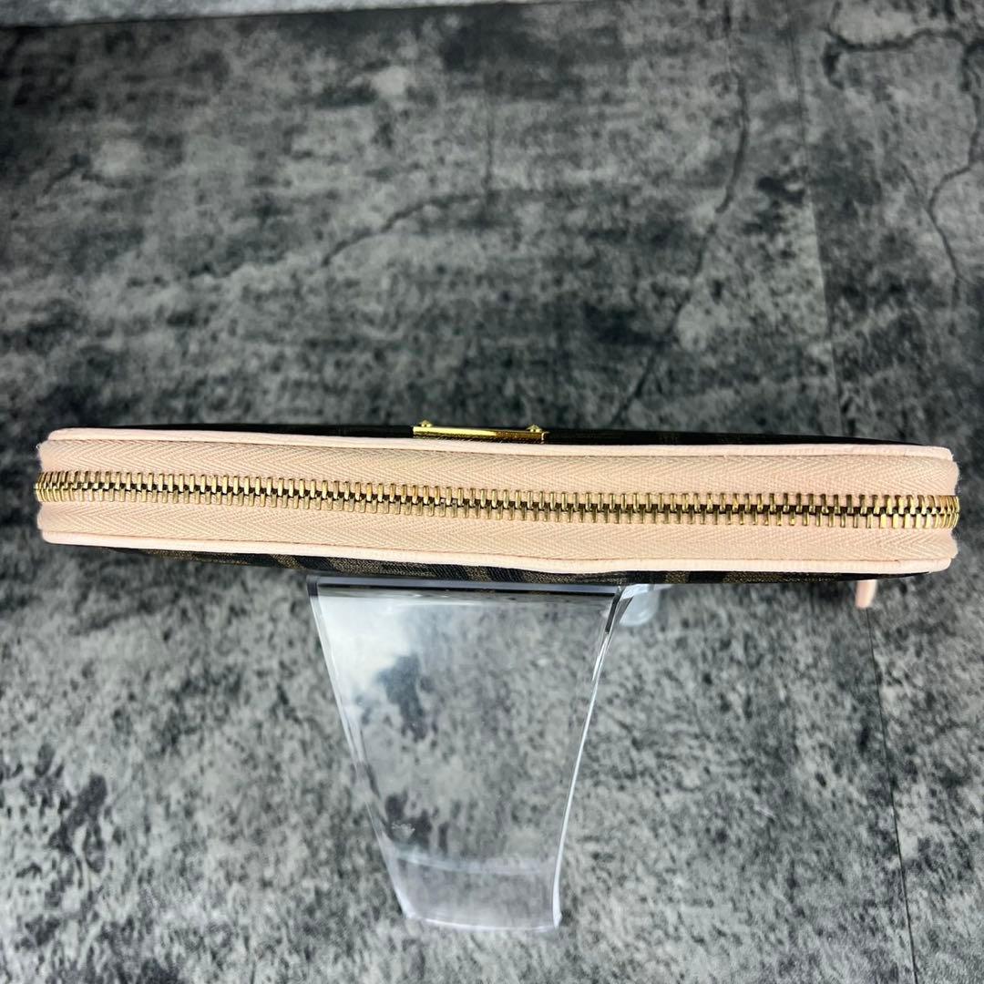 FENDI ズッカ柄 ラウンドファスナー 長財布 ピンク