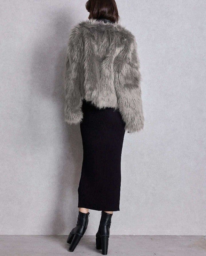 GYDA レイヤードエコファーライダースジャケット　グレー　新品未開封