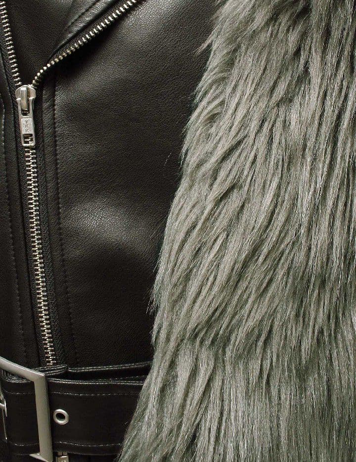 GYDA レイヤードエコファーライダースジャケット　グレー　新品未開封