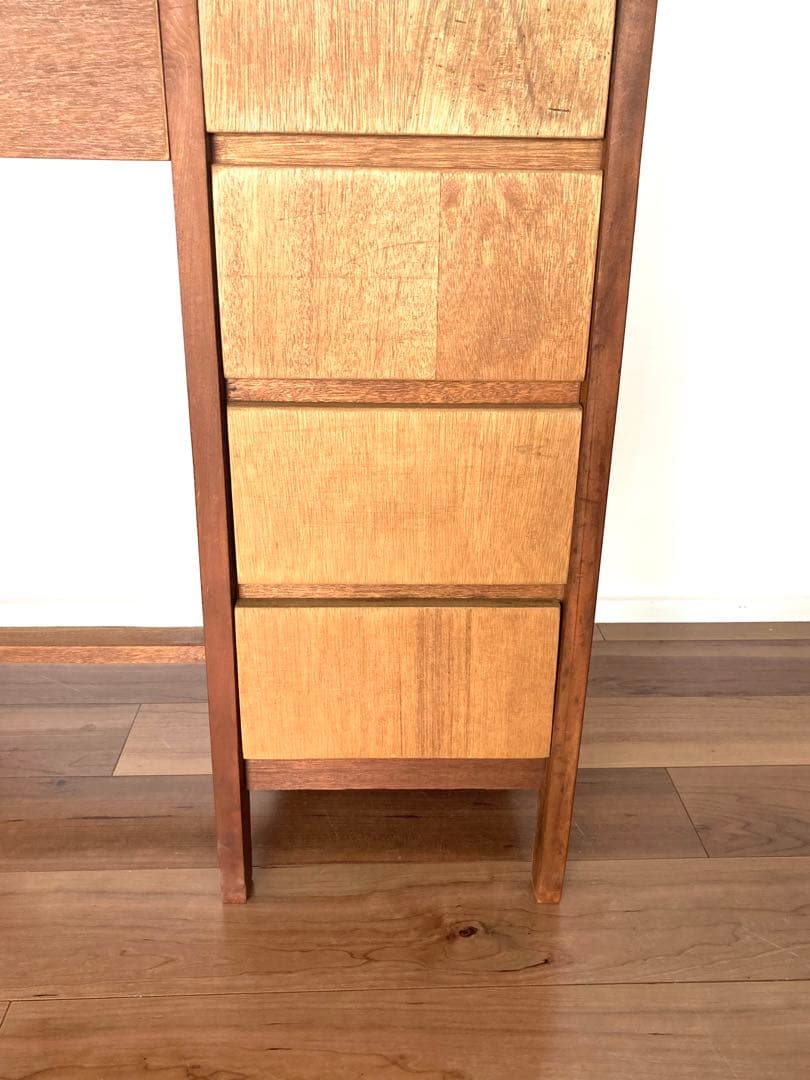 【メンテ済み】シンプルなデザインの木製机　片袖机　ビンテージ　昭和レトロ