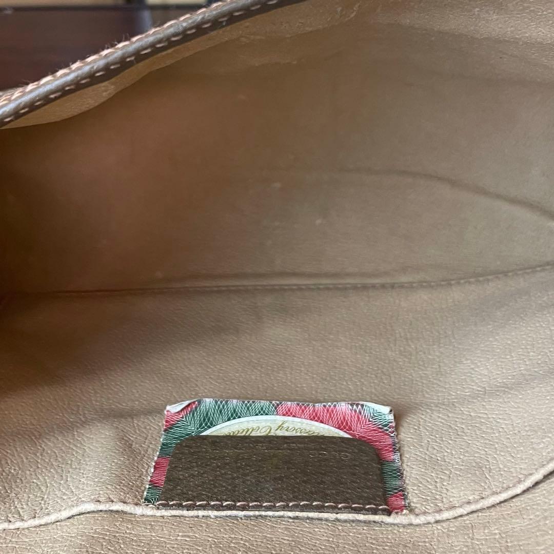 【レア】GUCCI クラッチバッグ シェリーライン GG柄 PVC レザー 茶