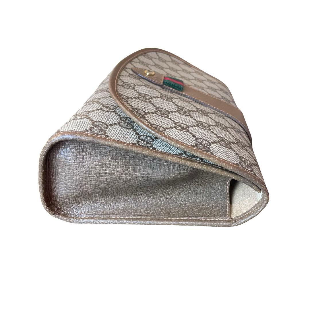 【レア】GUCCI クラッチバッグ シェリーライン GG柄 PVC レザー 茶