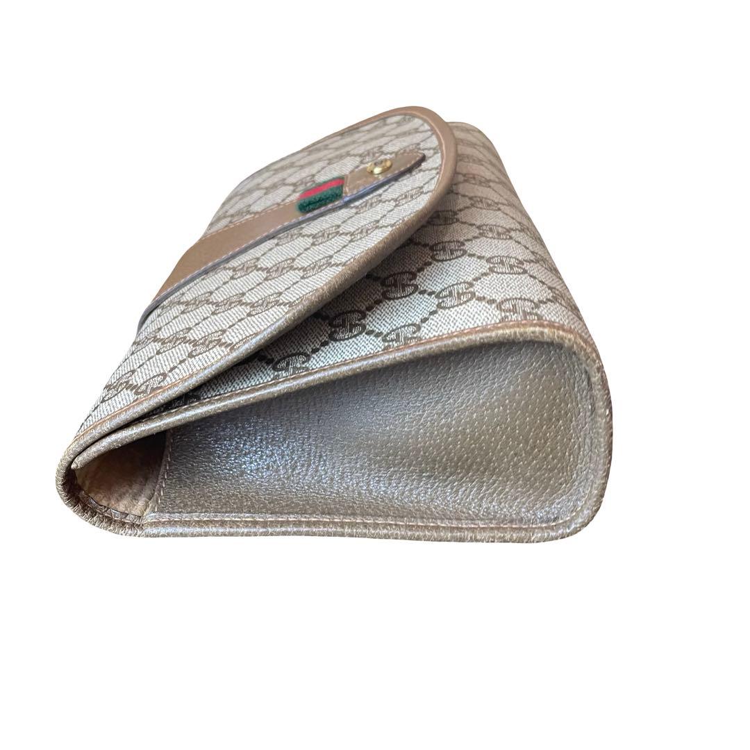 【レア】GUCCI クラッチバッグ シェリーライン GG柄 PVC レザー 茶