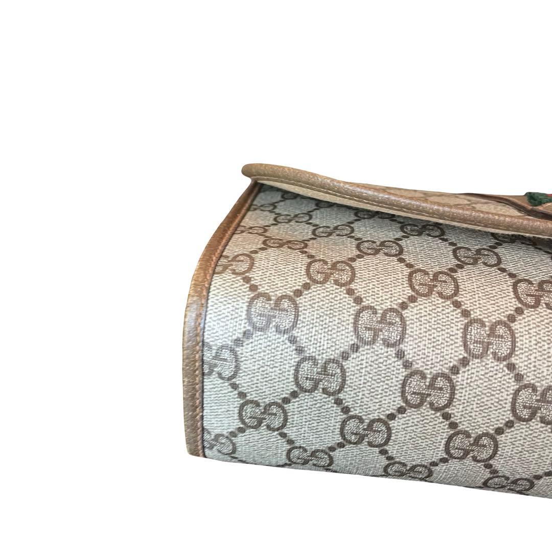 【レア】GUCCI クラッチバッグ シェリーライン GG柄 PVC レザー 茶