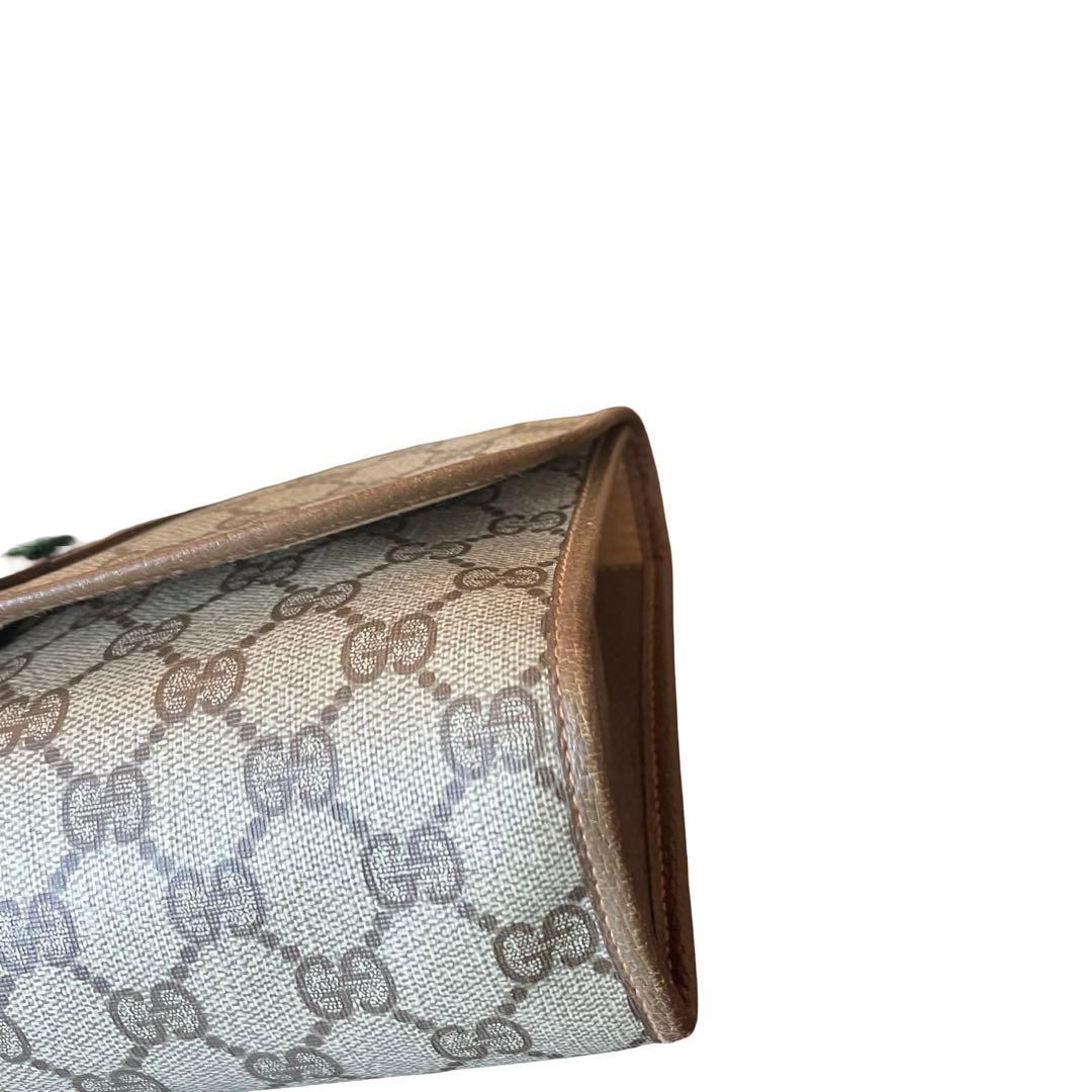【レア】GUCCI クラッチバッグ シェリーライン GG柄 PVC レザー 茶
