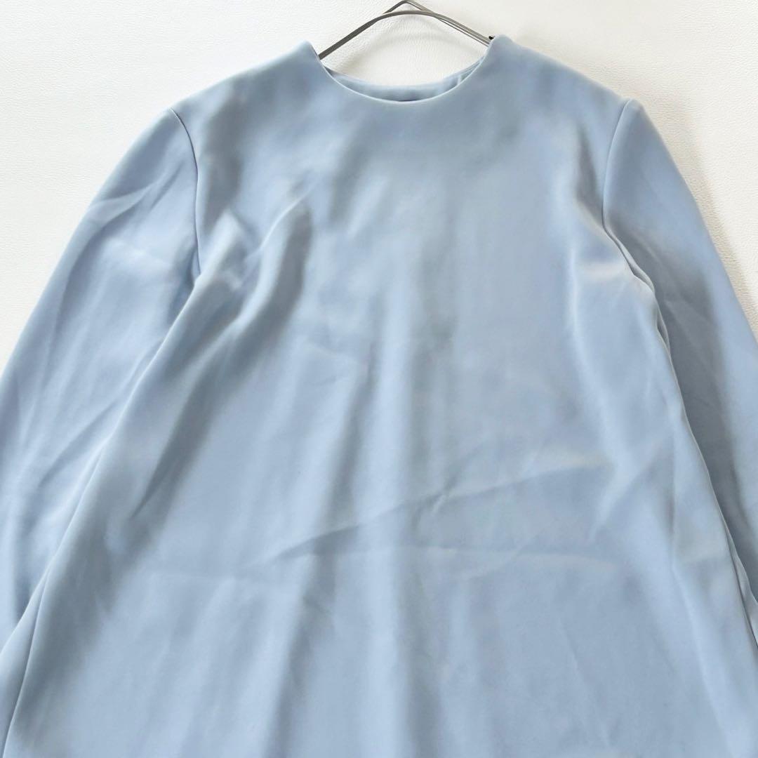 ヨーコチャン フレアスリーブバックプリーツドレス ワンピース ライトブルー