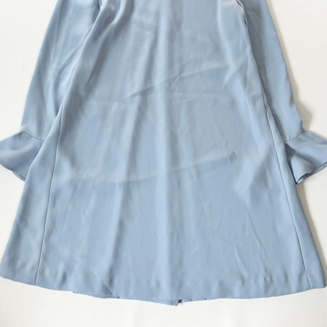 ヨーコチャン フレアスリーブバックプリーツドレス ワンピース ライトブルー