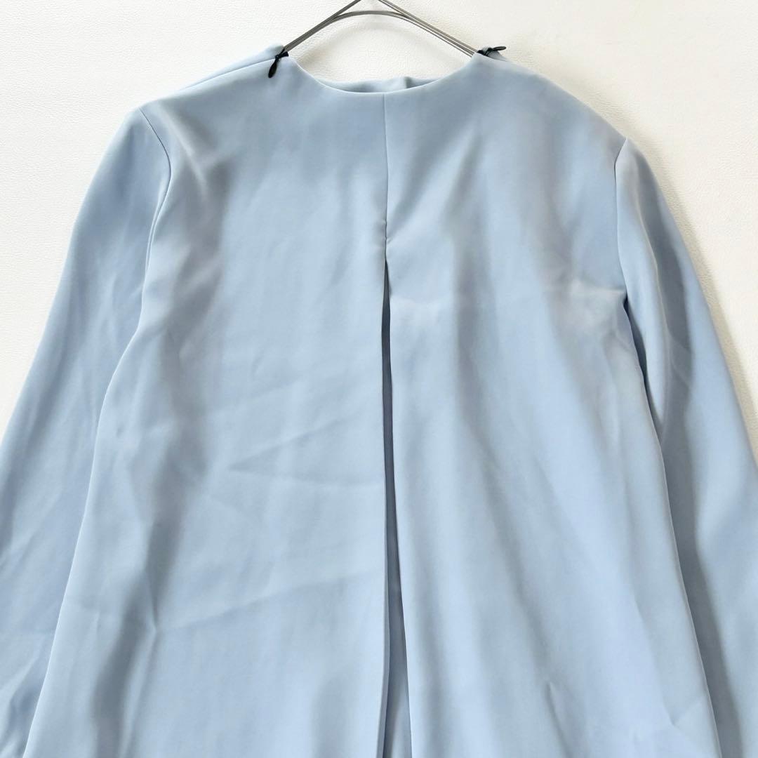 ヨーコチャン フレアスリーブバックプリーツドレス ワンピース ライトブルー