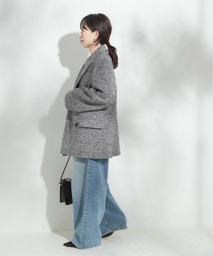 2024AW 日本製【L'ESSAGE】ヘリンボーンジャケットコート　F