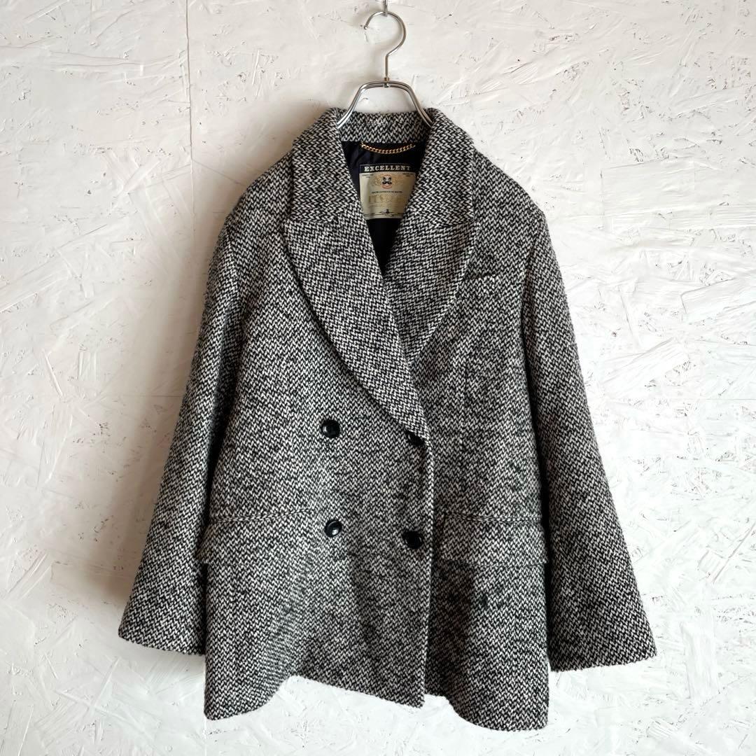 2024AW 日本製【L'ESSAGE】ヘリンボーンジャケットコート　F