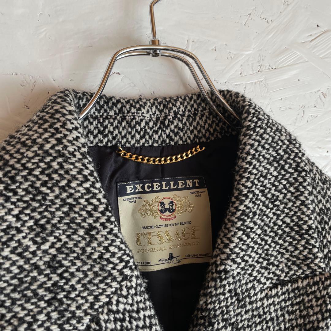 2024AW 日本製【L'ESSAGE】ヘリンボーンジャケットコート　F