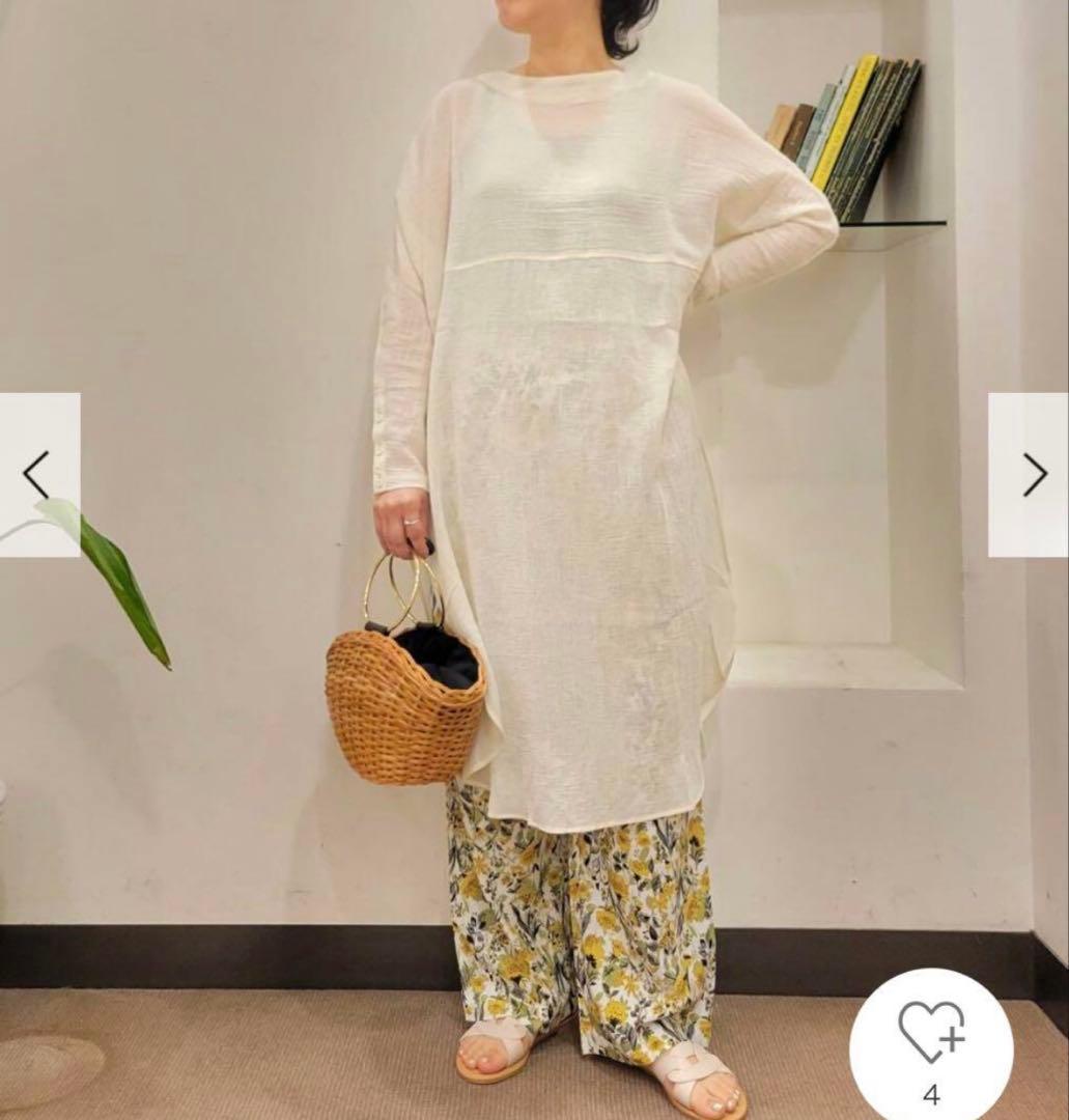 新品　今季　かぐれ　ガーゼロングチュニック 薄手　2025年春秋