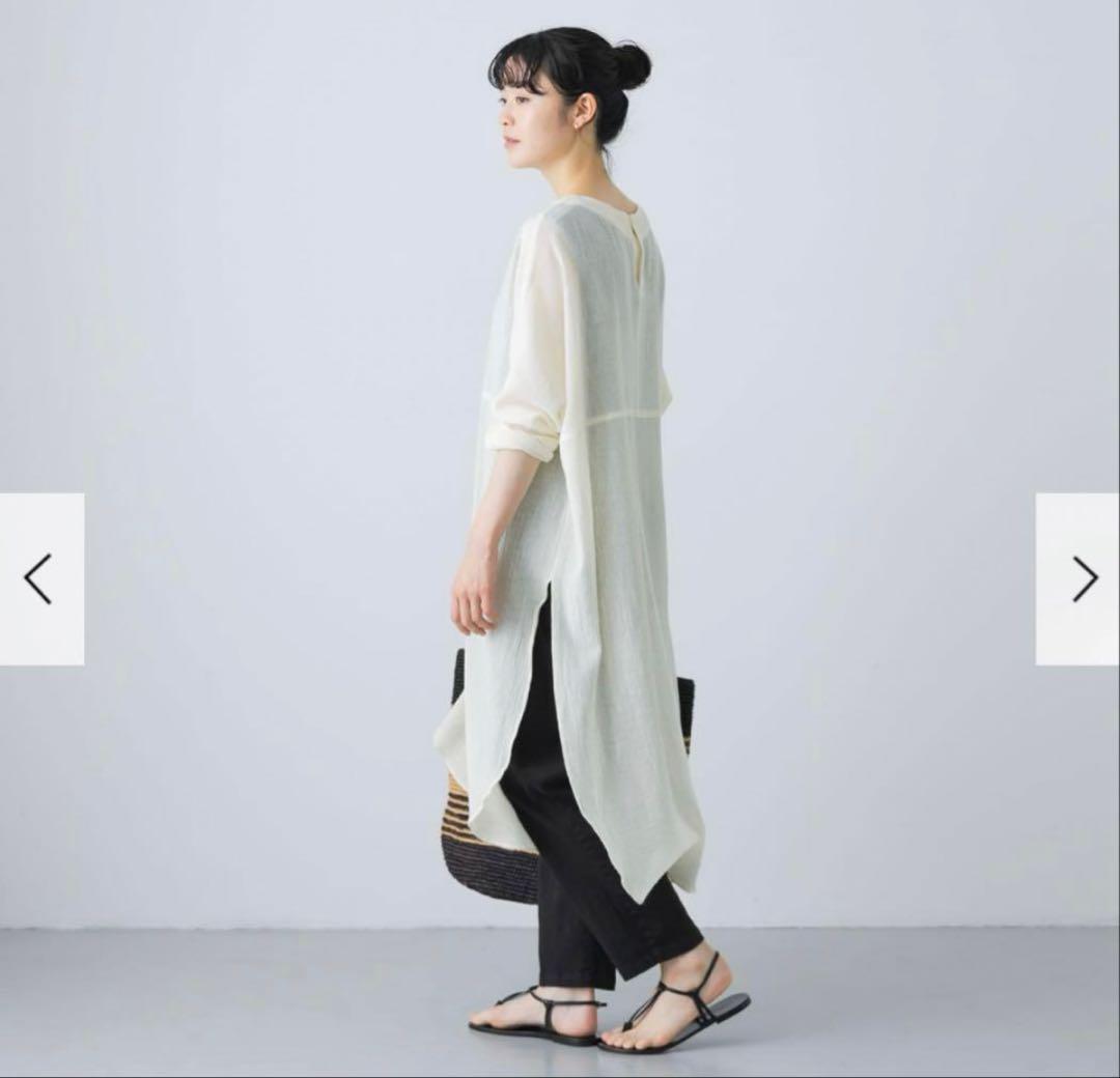 新品　今季　かぐれ　ガーゼロングチュニック 薄手　2025年春秋