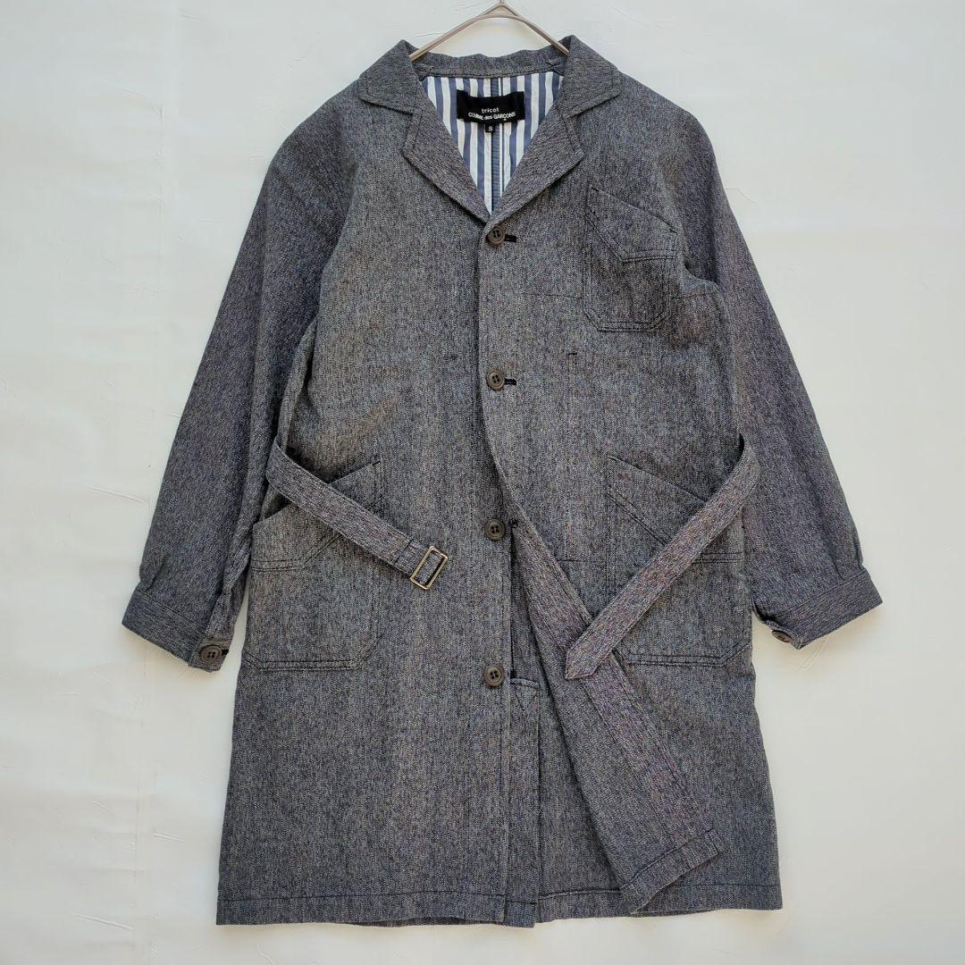 トリココムデギャルソン 綿麻ジャケット ベルト スプリングコート コットンリネン