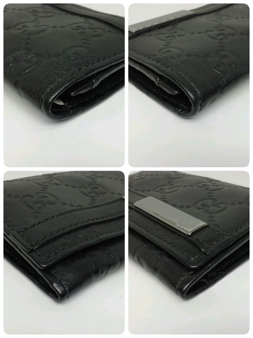 GUCCI　グッチ　シマレザー　ブラック　名刺入れ　カードケース　保存袋・付属品