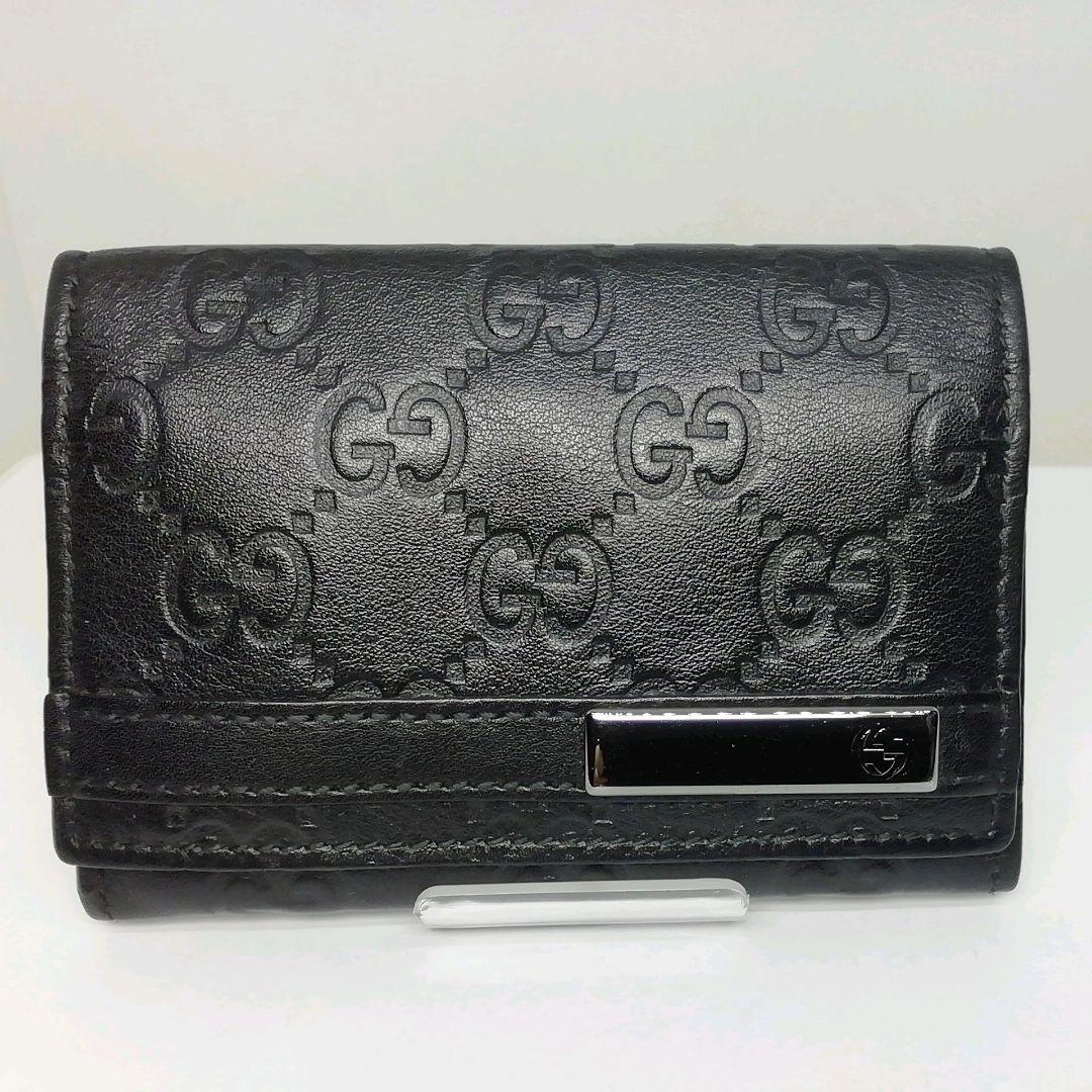 GUCCI　グッチ　シマレザー　ブラック　名刺入れ　カードケース　保存袋・付属品