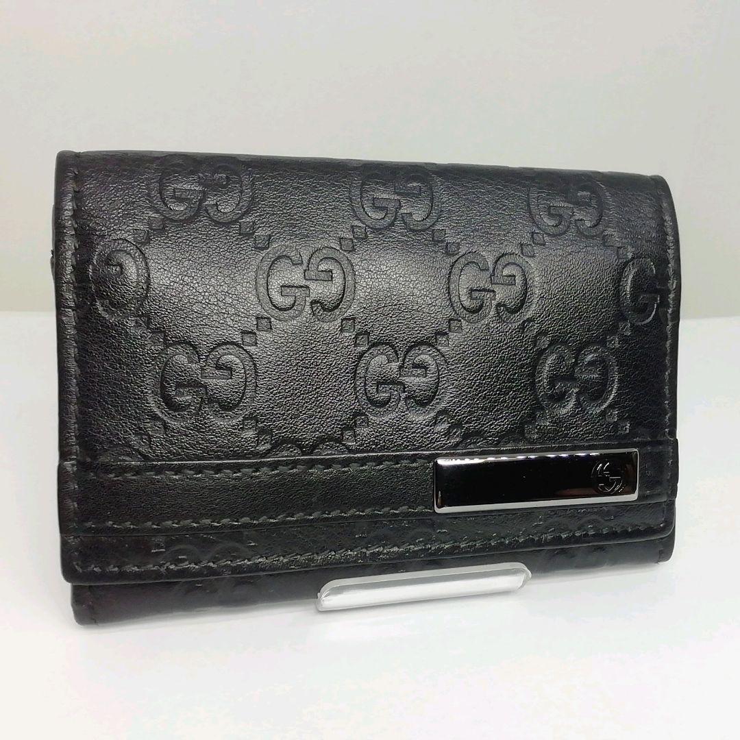 GUCCI　グッチ　シマレザー　ブラック　名刺入れ　カードケース　保存袋・付属品