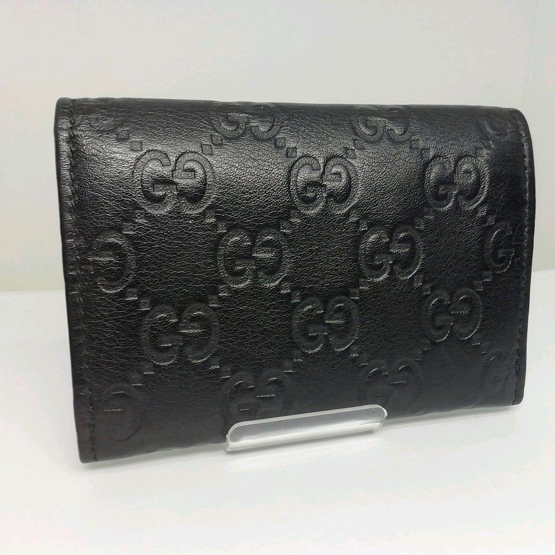 GUCCI　グッチ　シマレザー　ブラック　名刺入れ　カードケース　保存袋・付属品